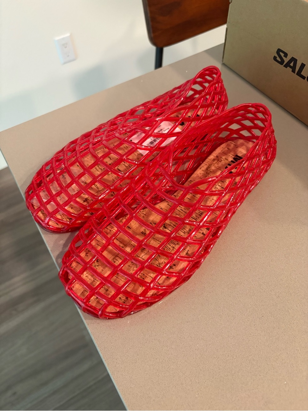 MIA Red Open-Weave Jelly Slip-On Sandals